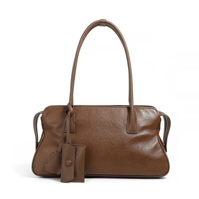 Alt view image 3 of 4 - Genuine Leather Women Shoulder Handbag Tote Hobo Handbag Brown