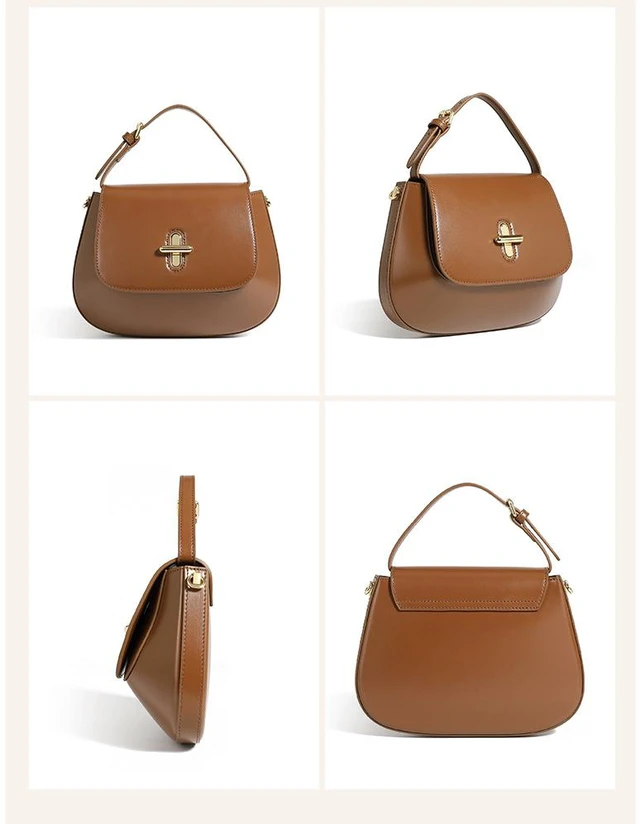 Alt view image 2 of 2 - Genuine Leather Women Shoulder Bag Vintage Crossbody Purse Handbag Brown