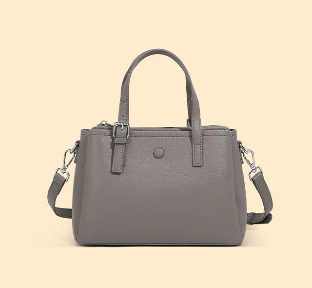 Main image of Genuine Leather Women Crossbody Bag Grey