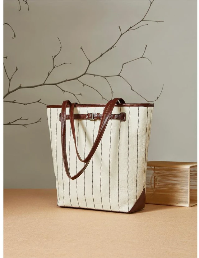 Alt view image 4 of 5 - Lazy Style Genuine Leather Tote Bag White