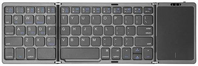 Main image of New Portable Ultra-Slim Wireless Mini Tri-Fold Bluetooth Keyboard with Touchpad For Phones, Ipad, and Office Grey