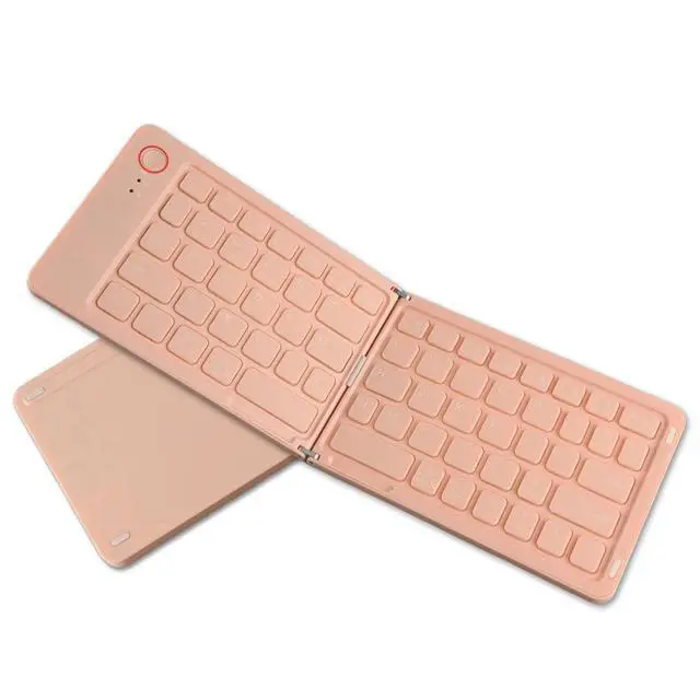 Alt view image 3 of 3 - Wireless Foldable Bluetooth Keyboard Mini Portable Keyboard for Laptops, Smartphones, and Office Pink
