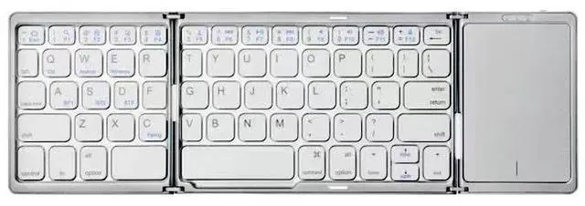 Main image of New Portable Ultra-Slim Wireless Mini Tri-Fold Bluetooth Keyboard with Touchpad For Phones, Ipad, and Office Silver