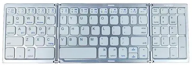 Main image of Tri-fold Mini Wireless Bluetooth Keyboard Ultra-slim, Portable, and Universal for Ipad, Smartphones, and Laptops Silver