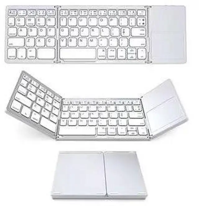 Alt view image 2 of 2 - Tri-fold Bluetooth Keyboard with Touchpad Compatible with Smartphones, Ipad, and Laptops Silver