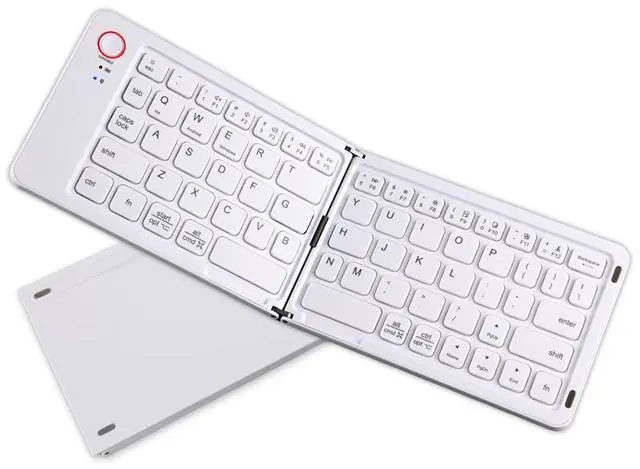 Alt view image 3 of 3 - Wireless Foldable Bluetooth Keyboard Mini Portable Keyboard for Laptops, Smartphones, and Office White