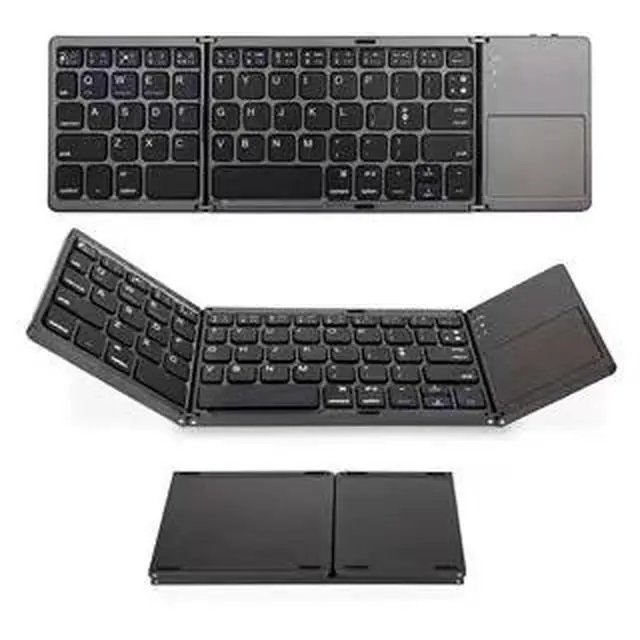 Alt view image 3 of 5 - Tri-fold Bluetooth Keyboard with Touchpad Compatible with Smartphones, Ipad, and Laptops Grey