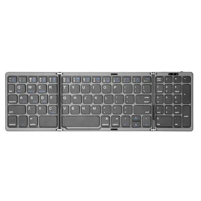 Alt view image 3 of 4 - Tri-fold Mini Wireless Bluetooth Keyboard Ultra-slim, Portable, and Universal for Ipad, Smartphones, and Laptops Black