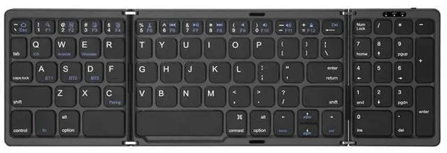 Main image of Tri-fold Mini Wireless Bluetooth Keyboard Ultra-slim, Portable, and Universal for Ipad, Smartphones, and Laptops Black
