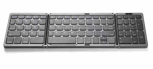 Alt view image 4 of 4 - Tri-fold Mini Wireless Bluetooth Keyboard Ultra-slim, Portable, and Universal for Ipad, Smartphones, and Laptops Grey