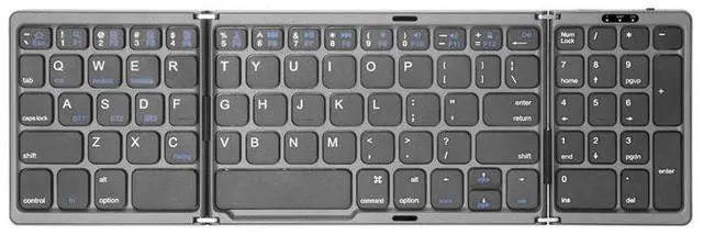 Main image of Tri-fold Mini Wireless Bluetooth Keyboard Ultra-slim, Portable, and Universal for Ipad, Smartphones, and Laptops Grey