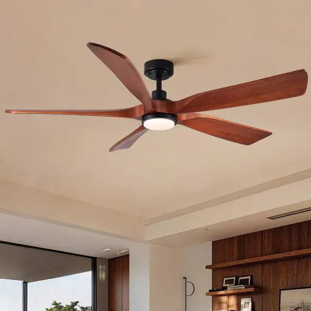 Main image of 60" American Black Walnut Solid Wood Ceiling Fan with Light and Remote Control, Noiseless, Dimmable, 3CCT, 6 Speeds Reversible, Quiet DC Ceiling Fans for Indoor or Covered Outdoor Use, ETL Listed