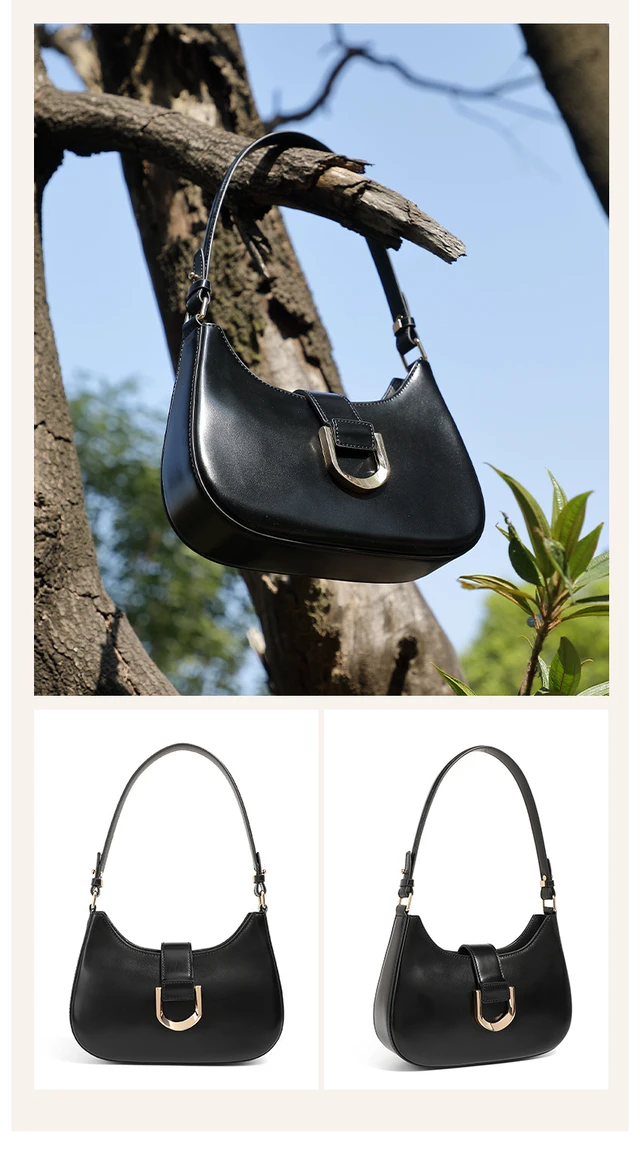 Alt view image 2 of 3 - Women Genuine Leather Shoulder Bag Black
