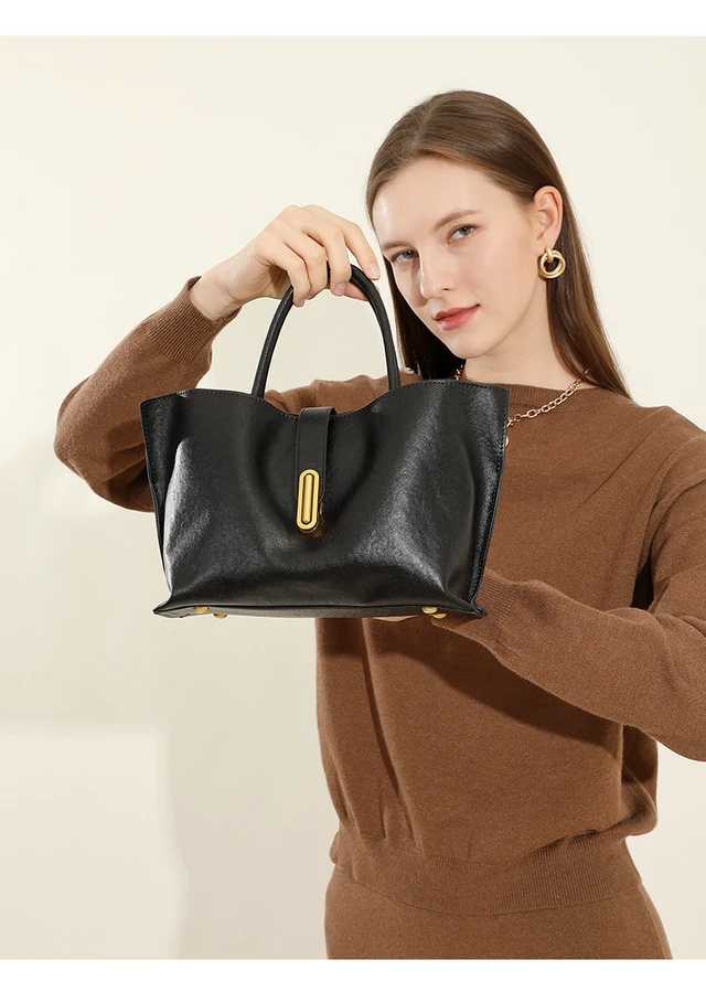 Alt view image 3 of 3 - Genuine Leather Women's Crossbody Bag Black