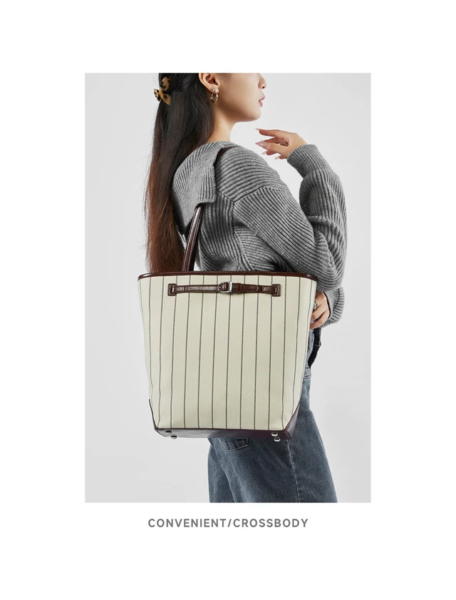 Alt view image 3 of 5 - Lazy Style Genuine Leather Tote Bag White