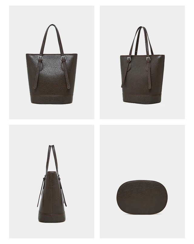 Alt view image 4 of 4 - Genuine Leather Women Handbags Tote Purse Shoulder Bag Brown