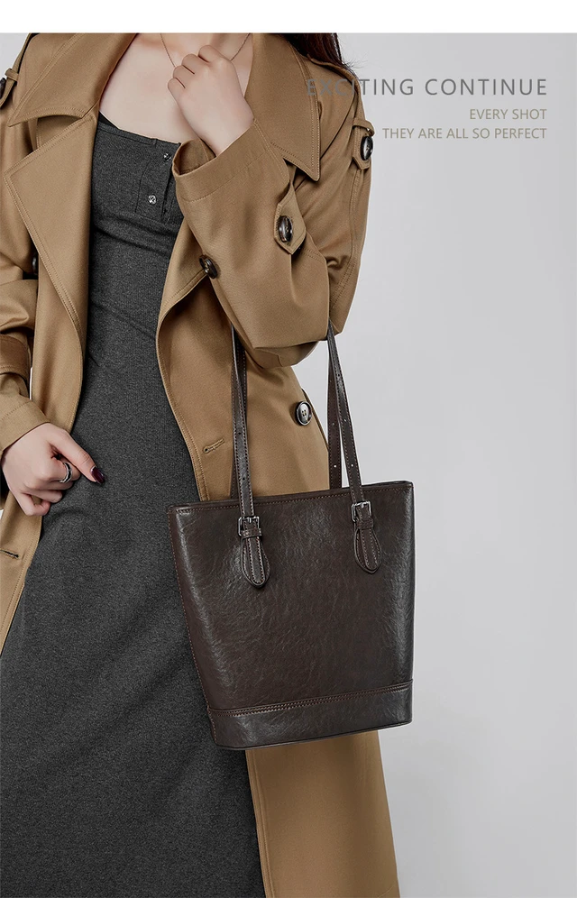 Alt view image 3 of 4 - Genuine Leather Women Handbags Tote Purse Shoulder Bag Brown