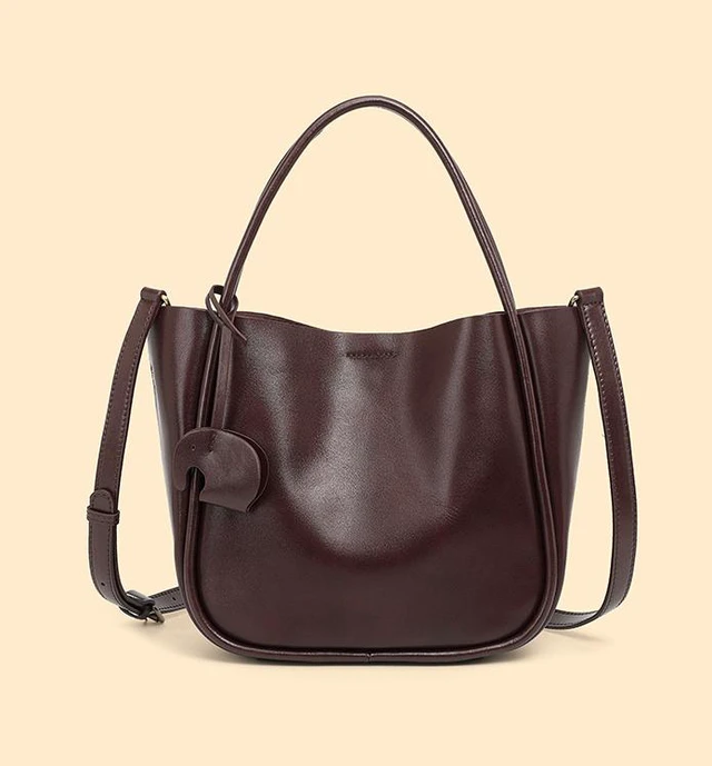 Main image of Women Tote Bag Retro Genuine Leather Crossbody Bag Brown
