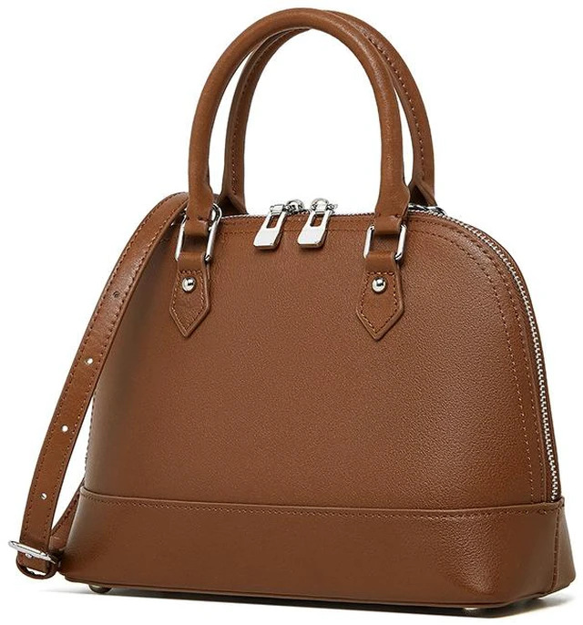 Main image of Genuine Leather Women Large Capacity Top-handle Hobo Bag Brown