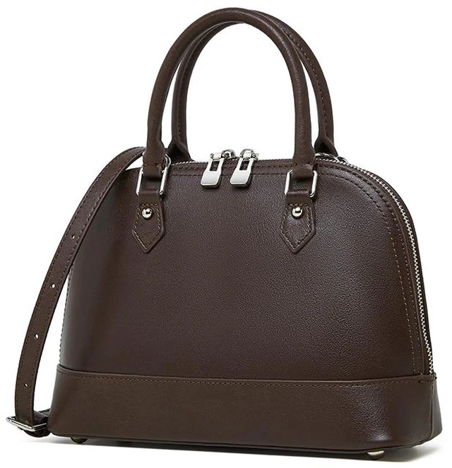 Main image of Genuine Leather Women Large Capacity Top-handle Hobo Bag Brown