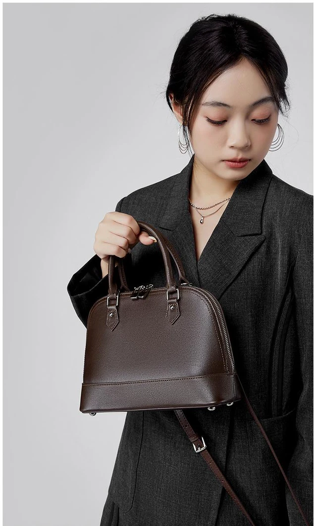 Alt view image 3 of 3 - Genuine Leather Women Large Capacity Top-handle Hobo Bag Brown
