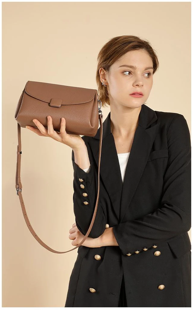 Alt view image 2 of 4 - Genuine Leather Women Large Casual Handbag Apricot