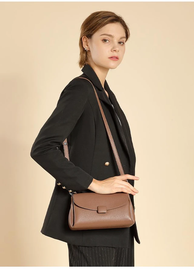 Alt view image 3 of 4 - Genuine Leather Women Large Casual Handbag Apricot