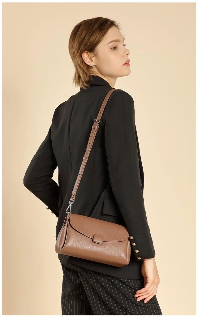 Alt view image 4 of 4 - Genuine Leather Women Large Casual Handbag Apricot