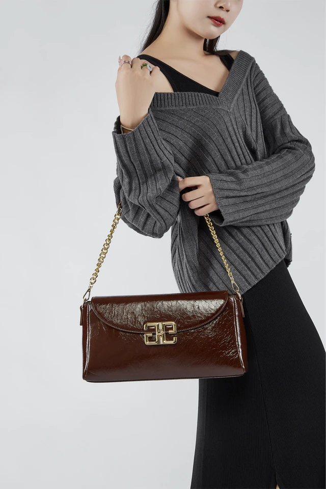 Alt view image 3 of 6 - Ladies' Genuine Leather Shoulder Crossbody Bag Lindy Small Bag Brown