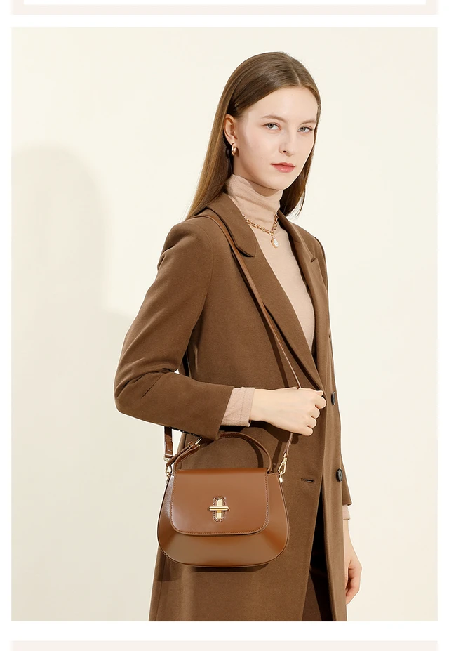 Alt view image 3 of 5 - Genuine Leather Women Shoulder Bag Vintage Crossbody Purse Handbag Brown