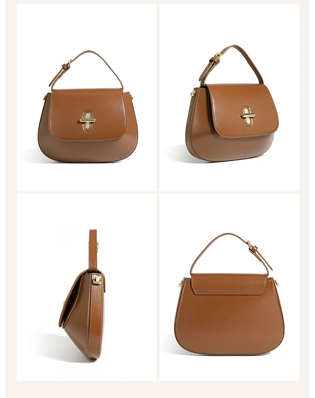 Alt view image 5 of 5 - Genuine Leather Women Shoulder Bag Vintage Crossbody Purse Handbag Brown