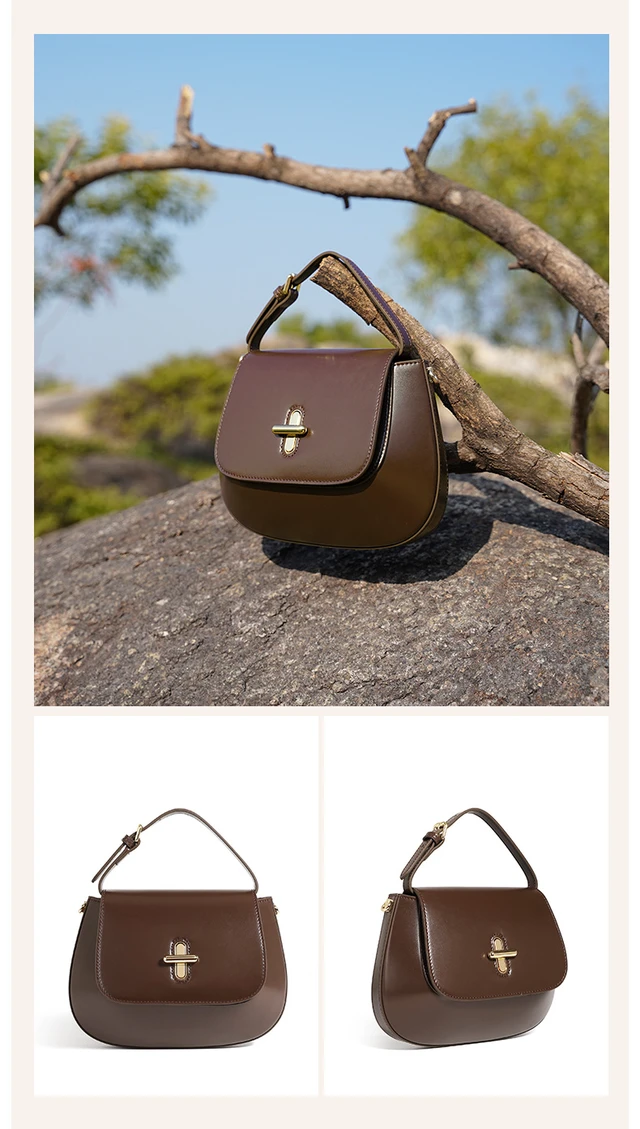 Alt view image 3 of 3 - Genuine Leather Women Shoulder Bag Vintage Crossbody Purse Handbag Brown