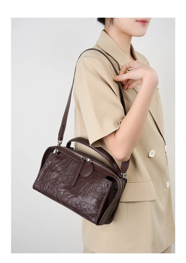 Alt view image 3 of 6 - Genuine Leather Women Shoulder Handbags Brown