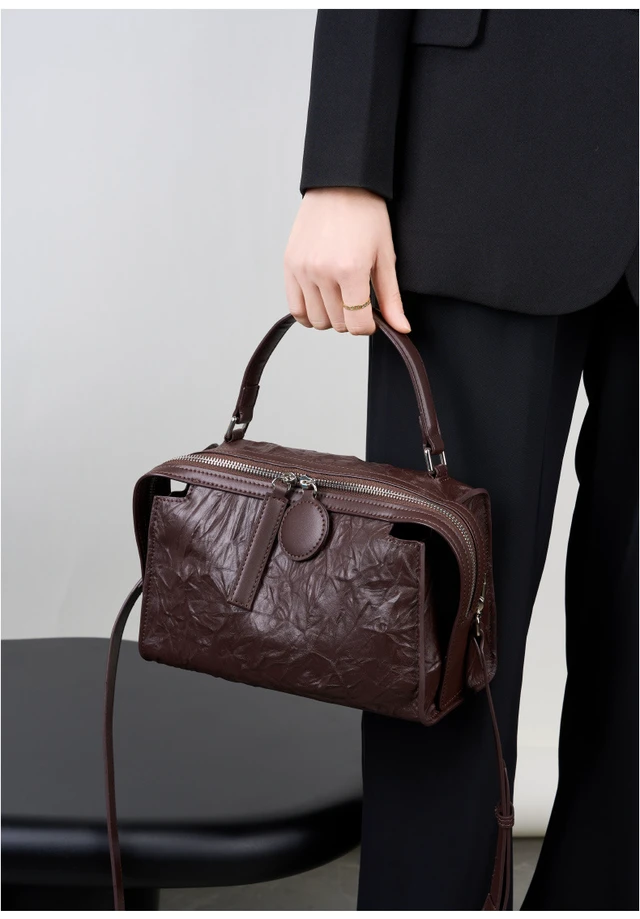 Alt view image 2 of 6 - Genuine Leather Women Shoulder Handbags Brown