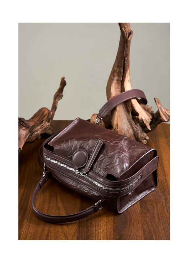 Alt view image 6 of 6 - Genuine Leather Women Shoulder Handbags Brown