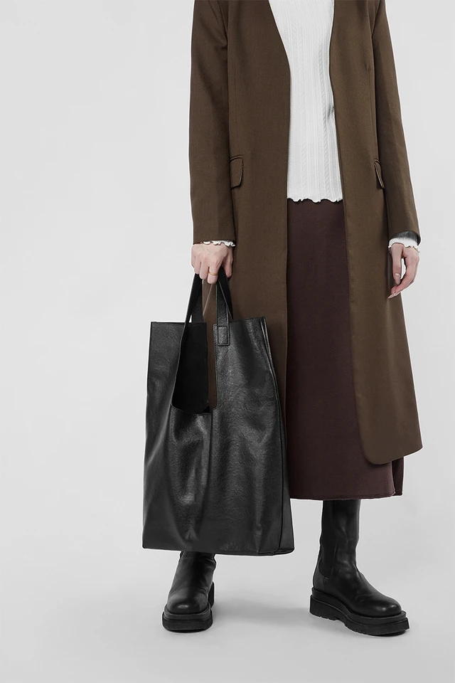Alt view image 2 of 5 - Genuine Leather Handbags Vintage-Style Top Handle Shoulder Bag Black