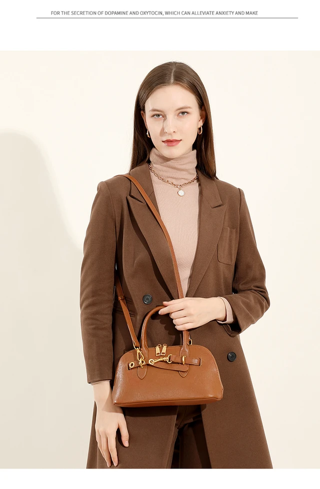 Alt view image 4 of 6 - Women Genuine Leather Purses Handbags Tote Bag Shoulder Bag Brown