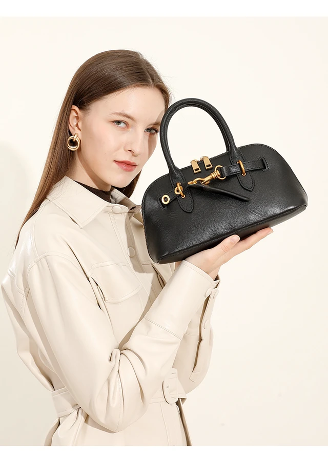 Alt view image 3 of 4 - Women Genuine Leather Purses Handbags Tote Bag Shoulder Bag Black