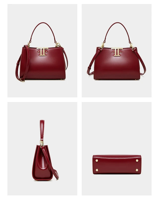 Alt view image 5 of 5 - Genuine Leather Women Shoulder Purses and Handbags Red