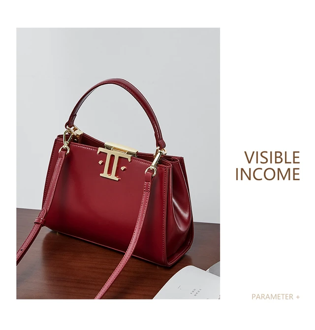 Alt view image 4 of 5 - Genuine Leather Women Shoulder Purses and Handbags Red