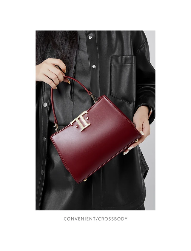 Alt view image 2 of 5 - Genuine Leather Women Shoulder Purses and Handbags Red