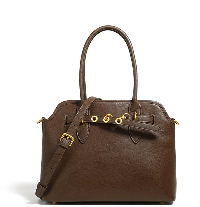 Main image of Genuine Leather Women Fashion Handbags Tote Bag Shoulder Bag Brown