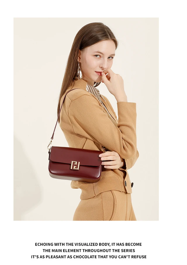 Alt view image 2 of 3 - Genuine Leather Women Shoulder Bag Crossbody Handbag Red