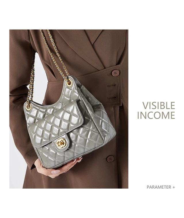 Alt view image 3 of 3 - Genuine Leather Women Handbag and Purse Grey