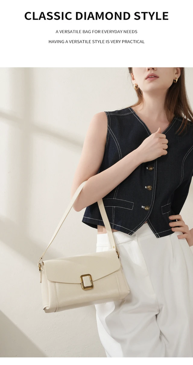 Alt view image 3 of 4 - Genuine Leather Women Tote Bag White