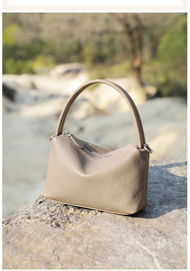Alt view image 3 of 5 - Women's Genuine Leather Tote Bag Purse Handbags Grey
