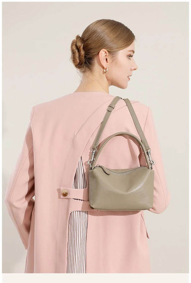 Alt view image 5 of 5 - Women's Genuine Leather Tote Bag Purse Handbags Grey