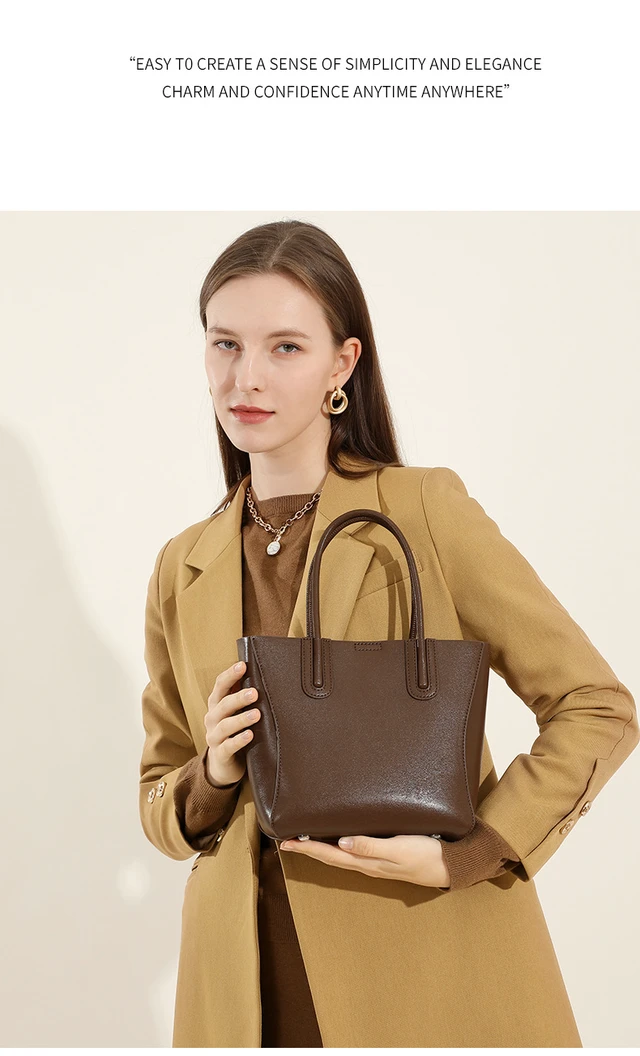 Alt view image 3 of 5 - Genuine Leather Women Top Handle Shoulder Handbags Brown