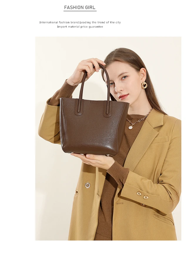 Alt view image 2 of 5 - Genuine Leather Women Top Handle Shoulder Handbags Brown