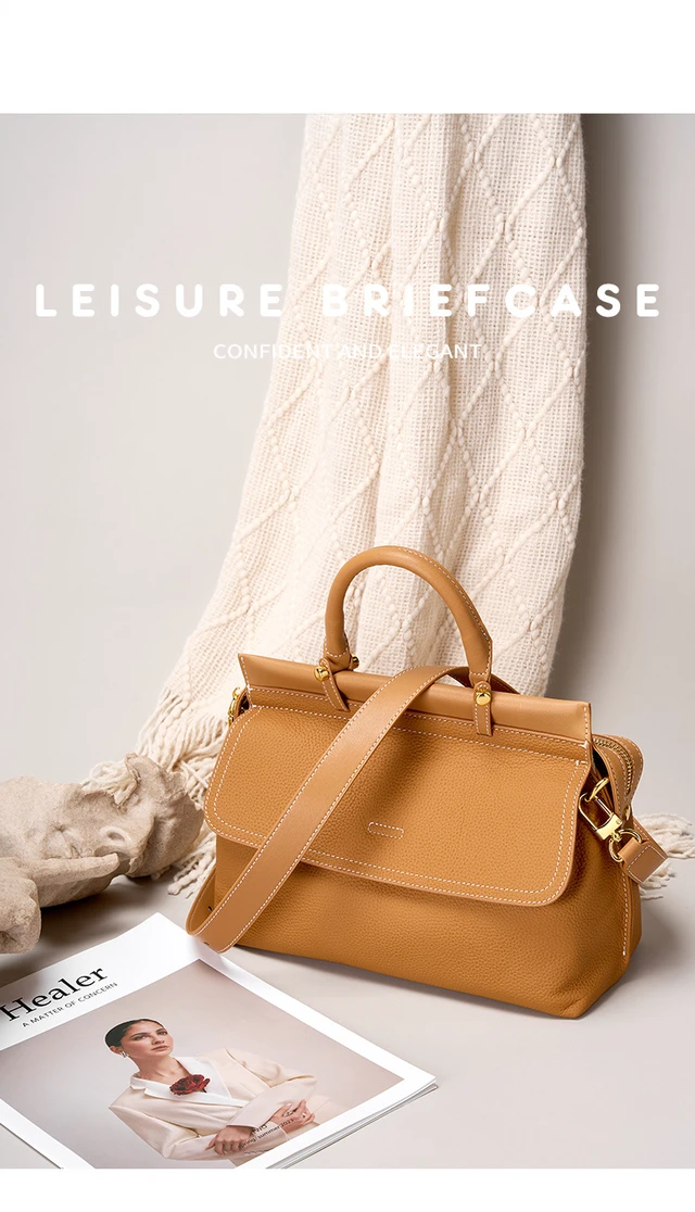 Alt view image 3 of 4 - Genuine Leather Women Western Shoulder Handbag Brown